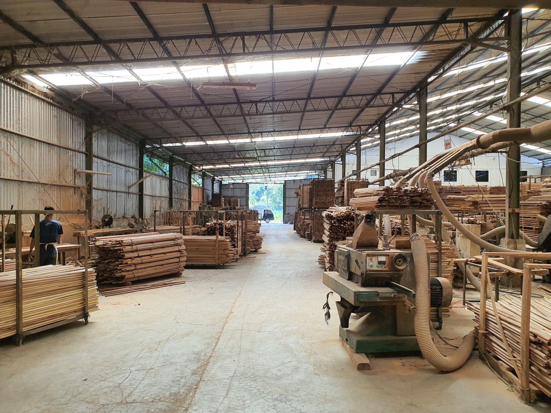 Interior of the Erasumpindo Sejati hardwood handle factory in Tangerang, Indonesia