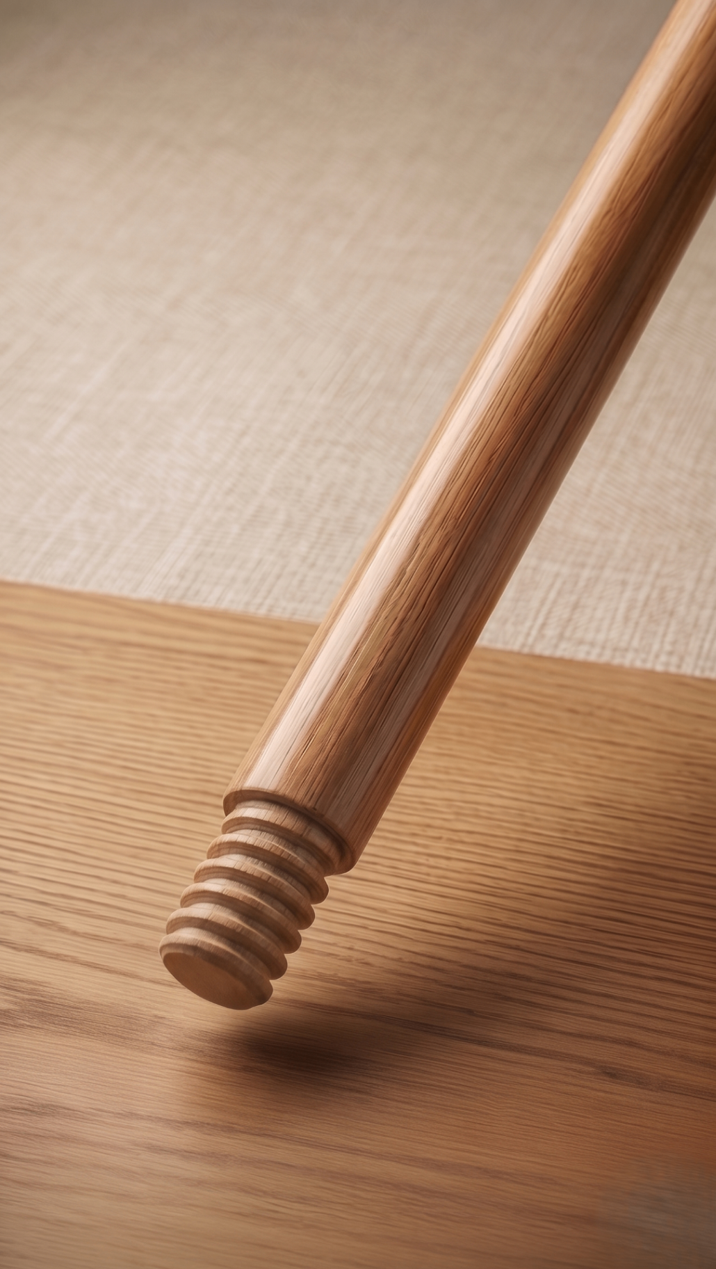 Hardwood paint roller handle with ACME 3/4-5 wooden thread end